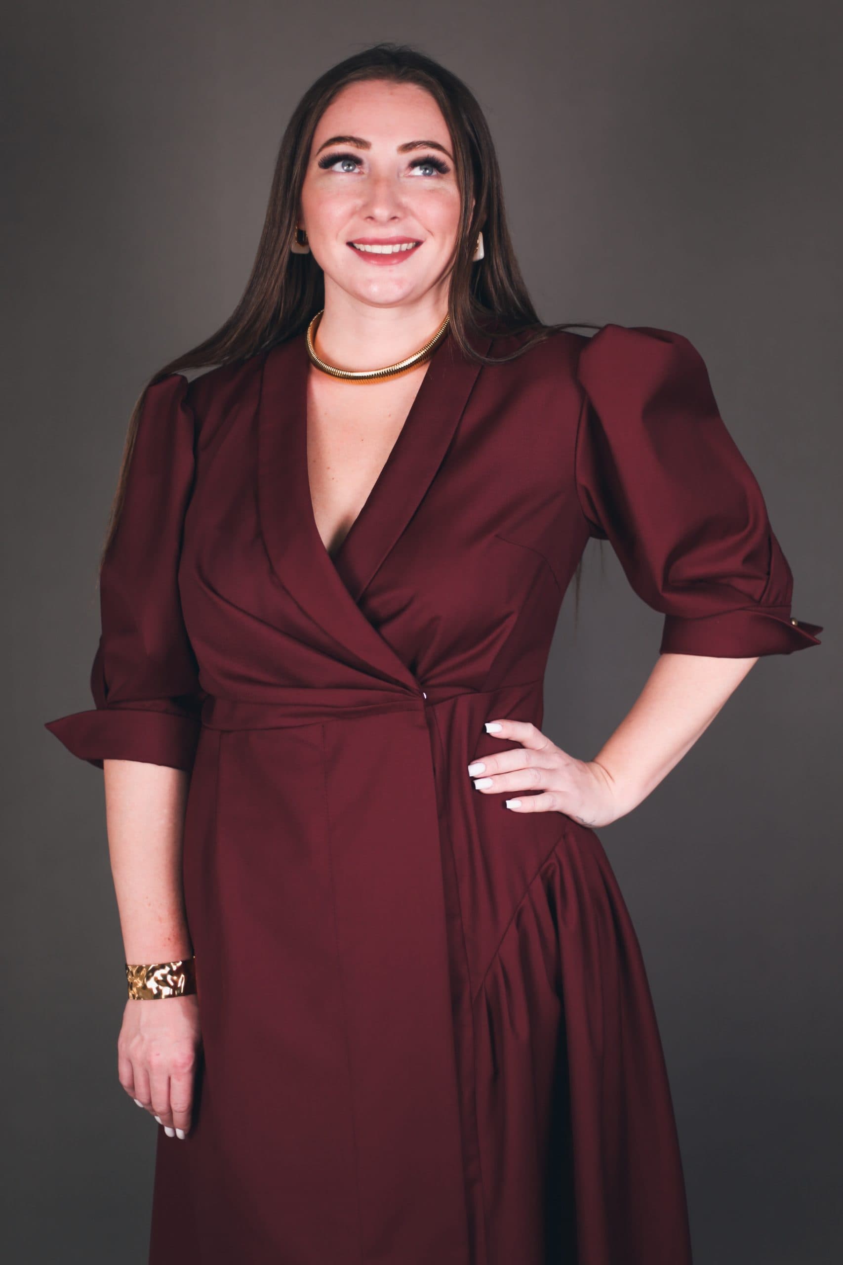 Платье Клаудия из плотного лён-лавсана - S, Вишня