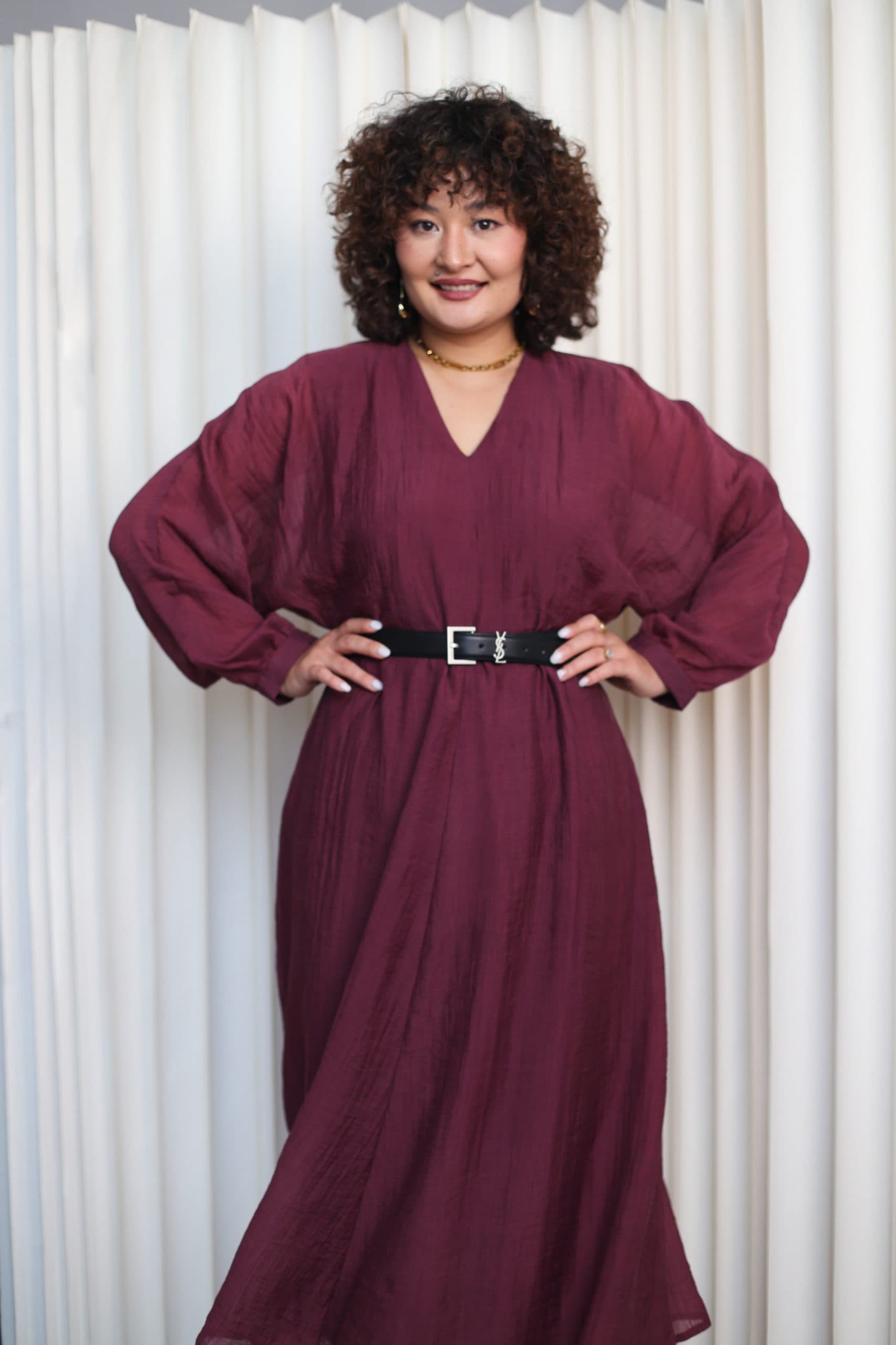 Платье Пасифика из жатого тенсел шифона - Божоле, S