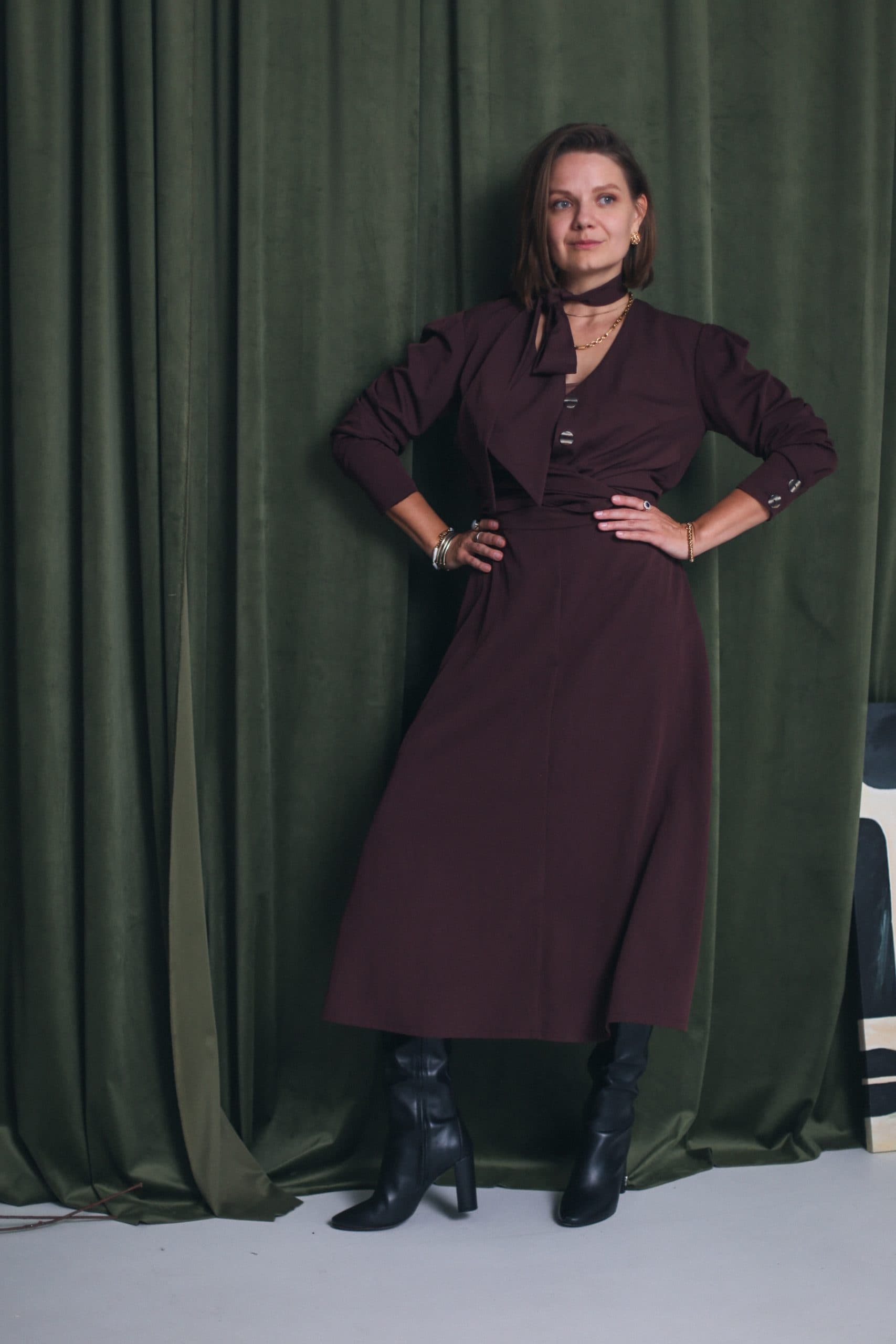 Костюм Ривер из смесового тенсела - Чернослив