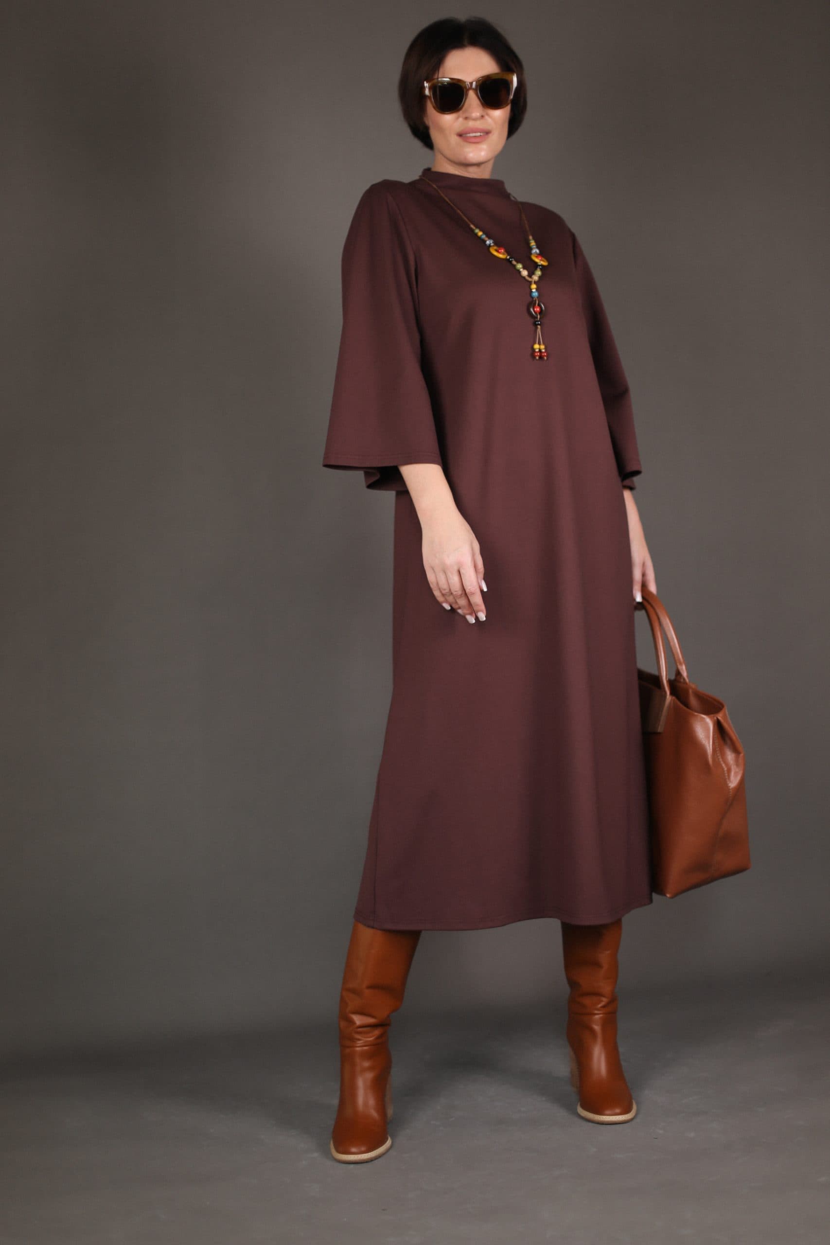 Платье Мишель из джерси - S, Молочный Шоколад