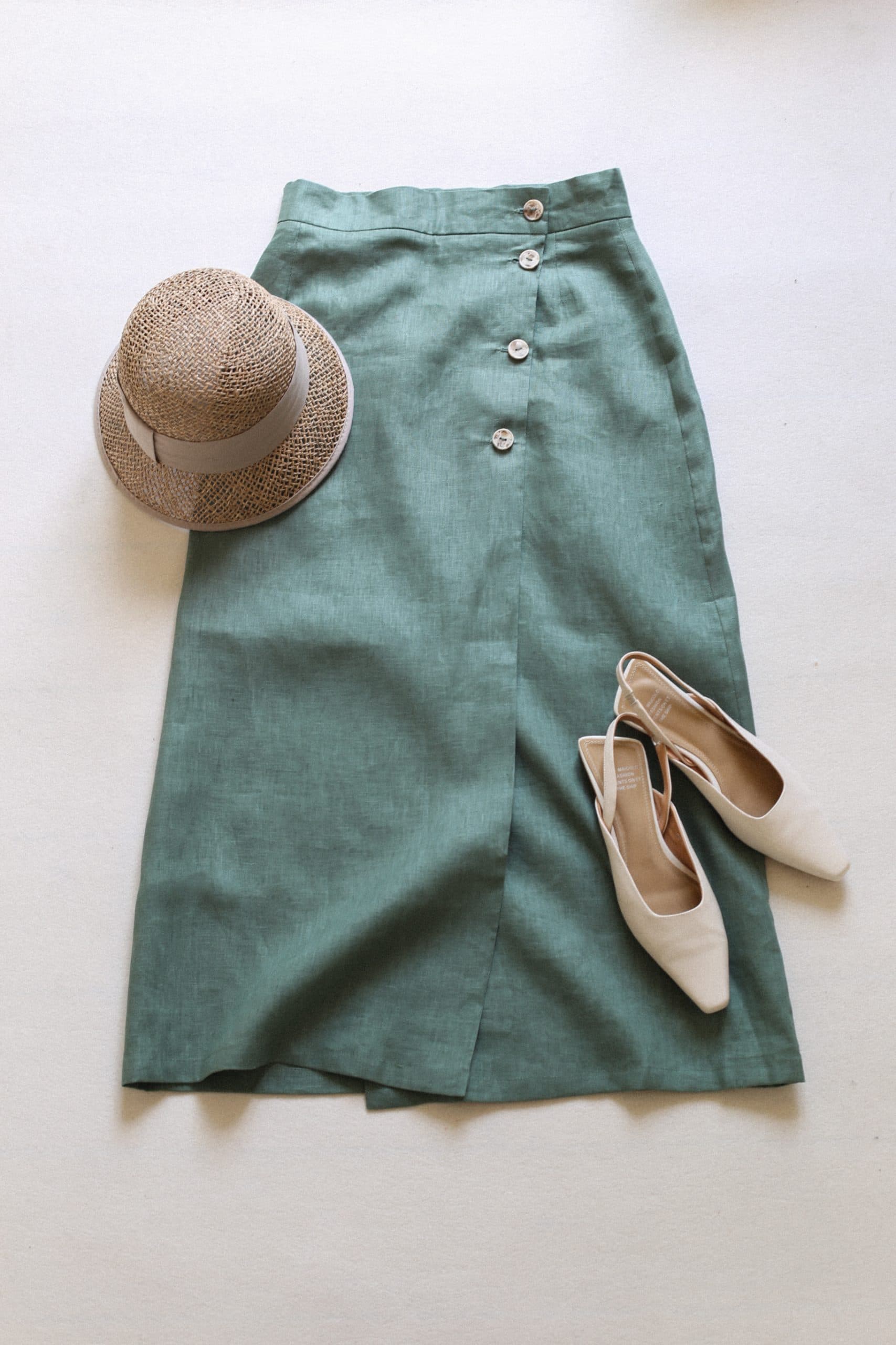 Юбка с запахом "4 пуговицы" из льна