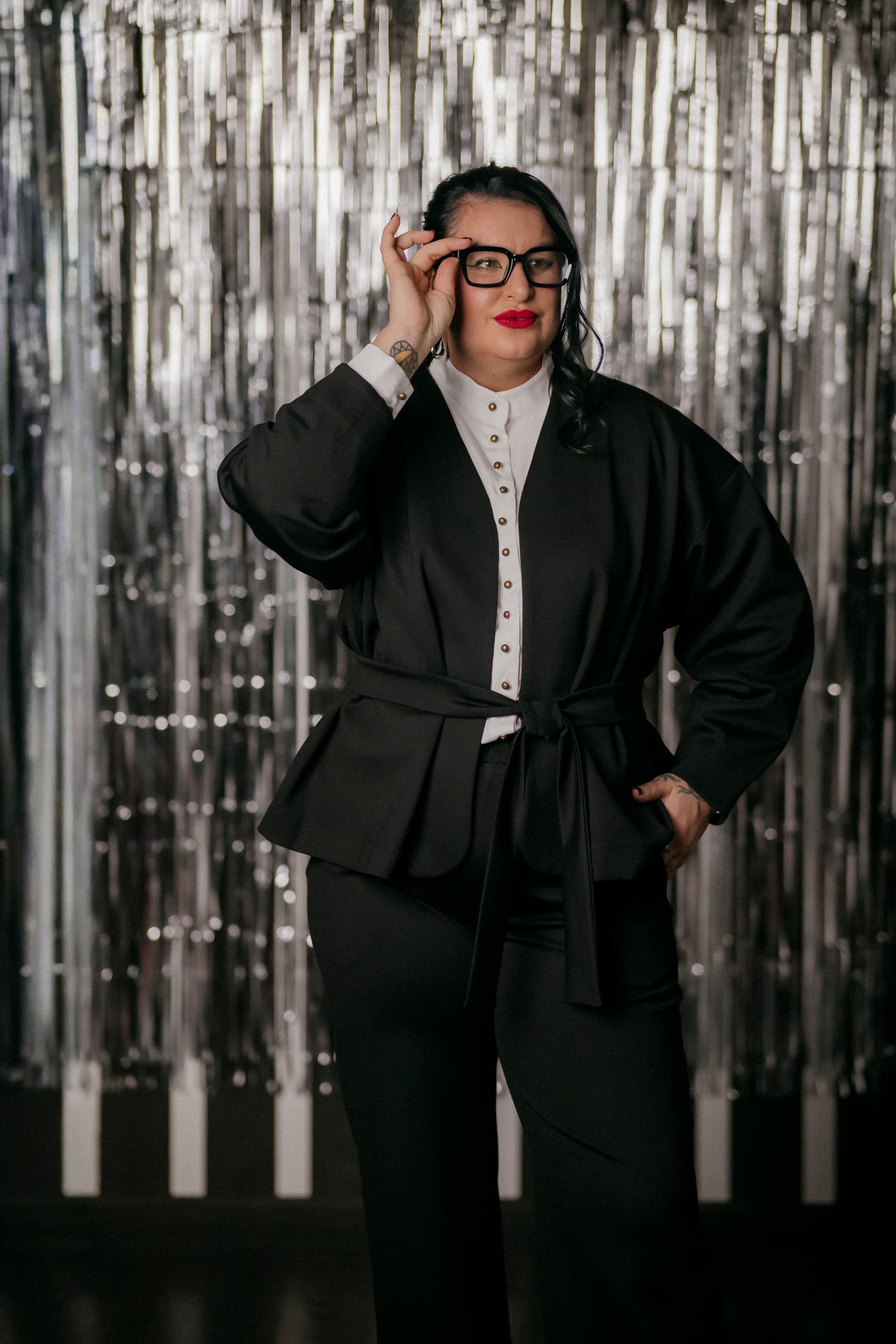 Костюм брючный с кардиганом из джерси