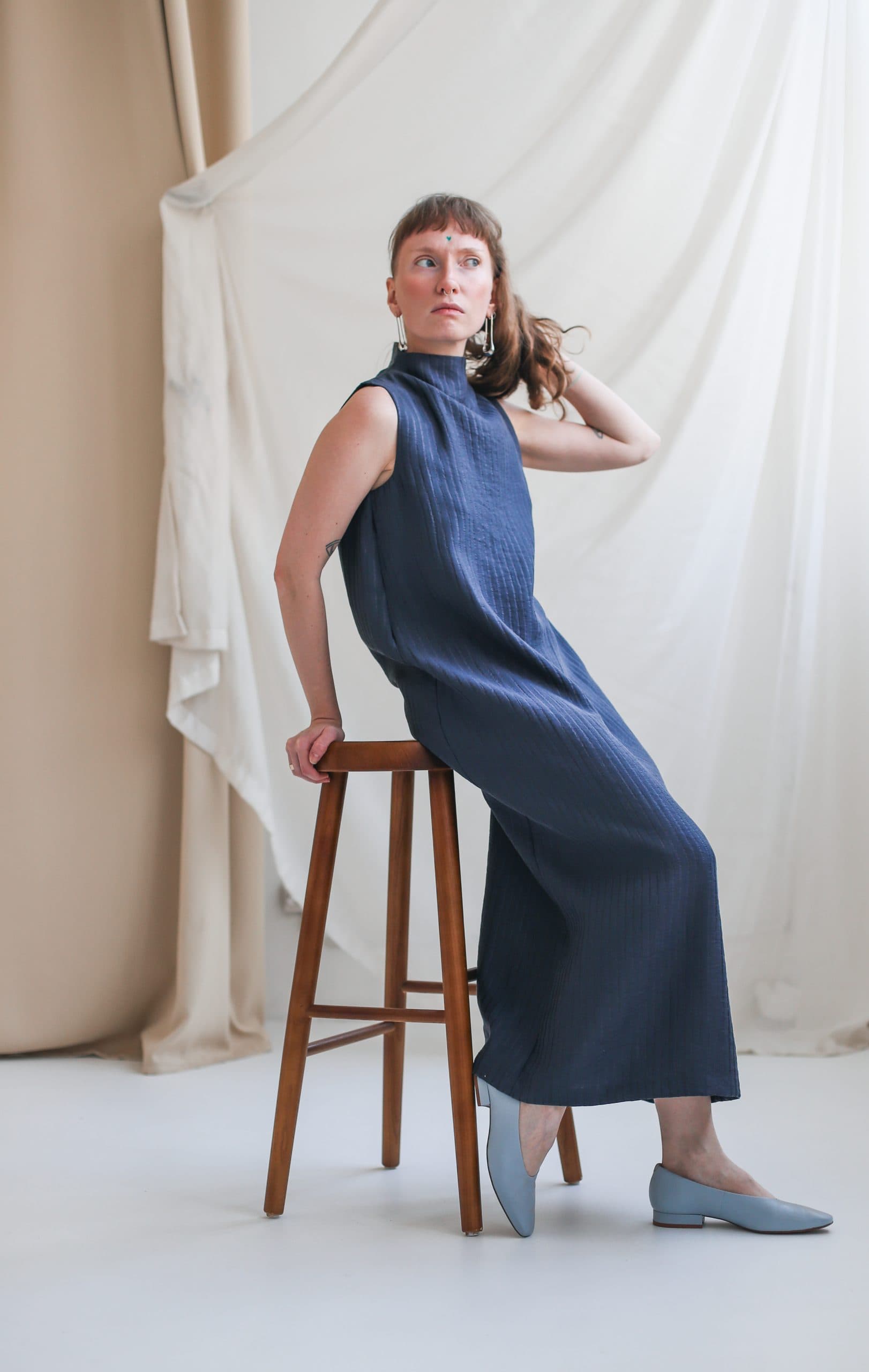 Туника Сохо из тенсела в рельефную полоску