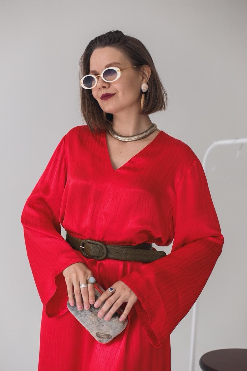 Платье Vogue из вискозного жаккардового шелка - S, Скарлетт
