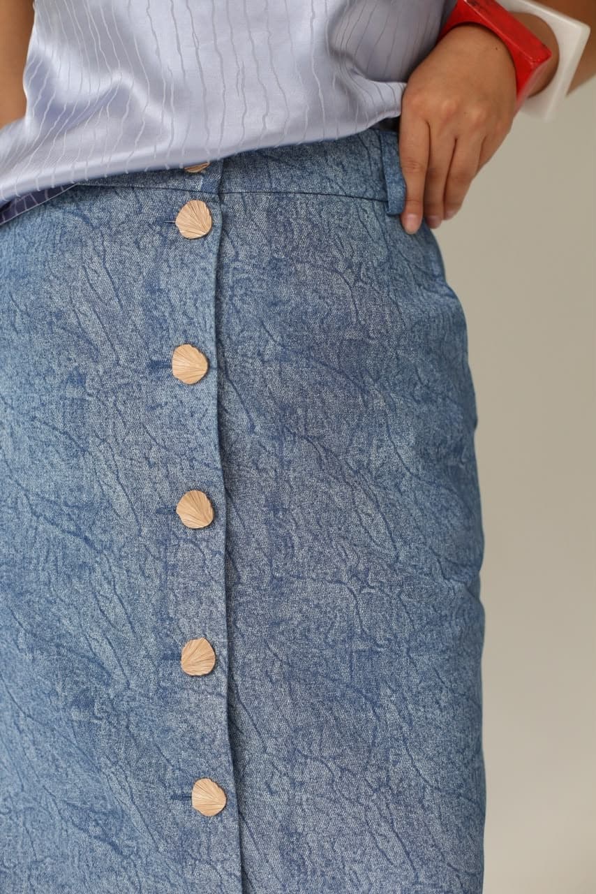 Юбка Сюзанна из вареной джинсы - S, Classic blue